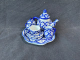 7-Piece Miniature Blue And White Porcelain Tea Set