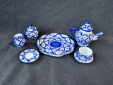 7-Piece Miniature Blue And White Porcelain Tea Set