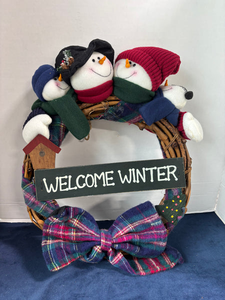 Snowman “Welcome” Wreath Front Door