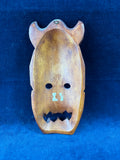 Hand Carved Wooden Fork Art Mask With Horns