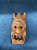 Hand Carved Wooden Fork Art Mask With Horns