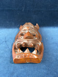 Hand Carved Wooden Fork Art Mask With Horns