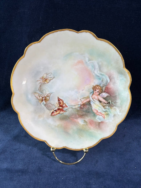 Limoges Porcelain Decorative Angel Plate With Stand