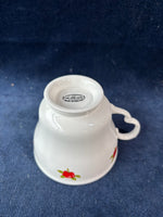 Staffordshire Bone China White Gold Trim Red Rose Teacup And Saucer Set