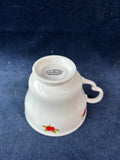 Staffordshire Bone China White Gold Trim Red Rose Teacup And Saucer Set