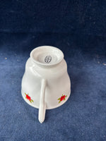 Staffordshire Bone China White Gold Trim Red Rose Teacup And Saucer Set