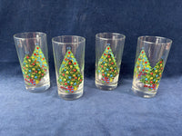 Set Of 4 Action Christmas Tree Holiday Glasses