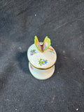 Herend Porcelain Hand-painted Trinket Box With Butterfly Finial