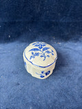 Andrea by Sadek Blue In Bloom Oval Scalloped Porcelain Trinket Box