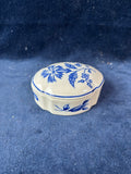Andrea by Sadek Blue In Bloom Oval Scalloped Porcelain Trinket Box