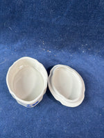 Andrea by Sadek Blue In Bloom Oval Scalloped Porcelain Trinket Box