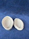 Andrea by Sadek Blue In Bloom Oval Scalloped Porcelain Trinket Box