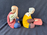 Pair Of Sato Hakata Style Japanese Dolls Hand Painted *Read Description*