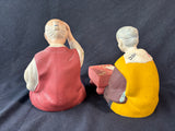 Pair Of Sato Hakata Style Japanese Dolls Hand Painted *Read Description*