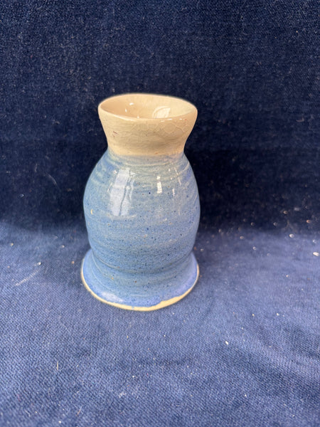 Blue And White Glazed Pottery Bud Vase *Read Description*