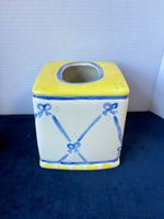 Blue/Yellow/White Ceramic Tissue Cover