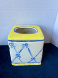 Blue/Yellow/White Ceramic Tissue Cover