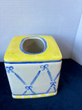 Blue/Yellow/White Ceramic Tissue Cover