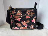 Spartina 449 Verdier Sunset Purse Shoulder Bag Black Pink Floral Linen *Read Description*