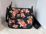 Spartina 449 Verdier Sunset Purse Shoulder Bag Black Pink Floral Linen *Read Description*