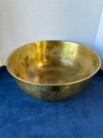 Asian Inspired Large Etched Brass Serving Bowl