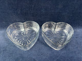 Pair Of Heart Shaped Glass Bowls