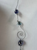 Handmade Glass Bottle Suncatcher Wind Chime Spiral Wire Wrapped Garden Decor