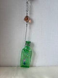 Handmade Glass Bottle Suncatcher Wind Chime Spiral Wire Wrapped Garden Decor