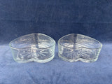 Pair Of Heart Shaped Glass Bowls