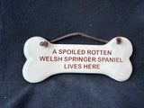 Smoky Mountain Pottery A Spoiled Rotten Welsh Springer Lives Here Hang Bone Sign