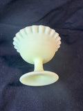 Fenton Custard Uranium Glass Pedestal Ruffled Compote Signed M.Trembly *Read Description*