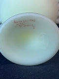Fenton Custard Uranium Glass Pedestal Ruffled Compote Signed M.Trembly *Read Description*