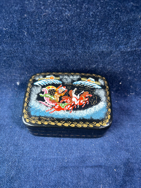 Russian Lacquer Wooden Trinket Box