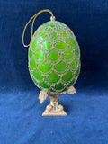 Fabergé-Style Green And Gold Egg Ornament With Stand