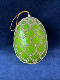 Fabergé-Style Green And Gold Egg Ornament With Stand