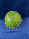Fabergé-Style Green And Gold Egg Ornament With Stand