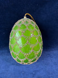 Fabergé-Style Green And Gold Egg Ornament With Stand