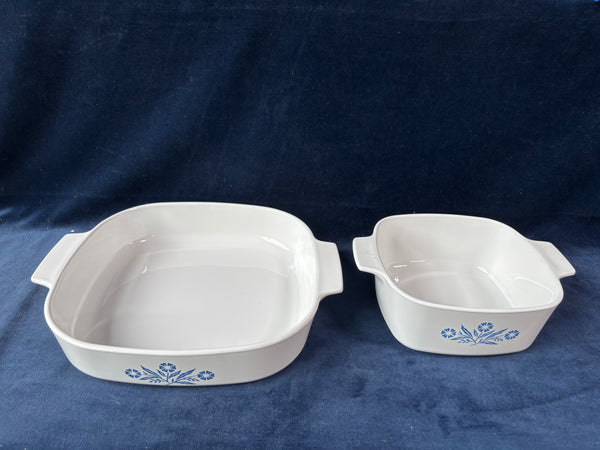 Pair of Corning Ware "Blue Cornflower" Casserole Dishes