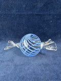 Hand Blown Art Glass Wrapped Candy Piece Paperweight Blue Swirl *Read Description*