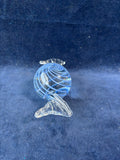 Hand Blown Art Glass Wrapped Candy Piece Paperweight Blue Swirl *Read Description*