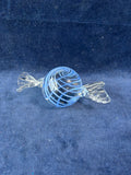Hand Blown Art Glass Wrapped Candy Piece Paperweight Blue Swirl *Read Description*