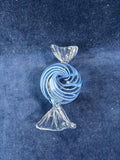 Hand Blown Art Glass Wrapped Candy Piece Paperweight Blue Swirl *Read Description*