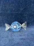 Hand Blown Art Glass Wrapped Candy Piece Paperweight Blue Swirl *Read Description*