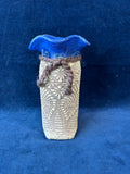 Blue Heron Lace Impressed Bud Vase Pottery