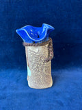 Blue Heron Lace Impressed Bud Vase Pottery