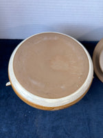 Hand Thrown Stoneware Covered Casserole w/ Brown Plant Design