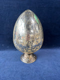 Mirrored Etched Glass Egg On Metal Stand Unbranded