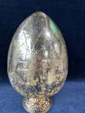 Mirrored Etched Glass Egg On Metal Stand Unbranded
