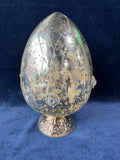 Mirrored Etched Glass Egg On Metal Stand Unbranded