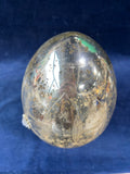 Mirrored Etched Glass Egg On Metal Stand Unbranded